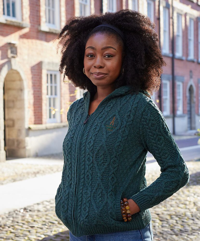 Traditional Aran Zipped Hooded Jacket