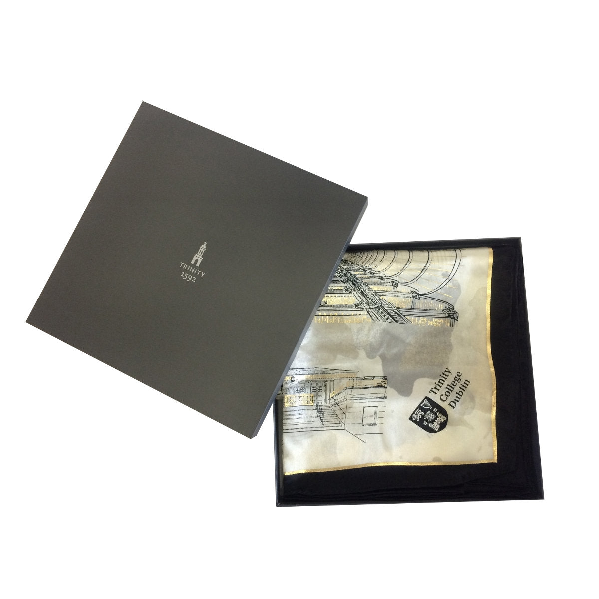 Trinity College Dublin Silk Scarf Cream & Black