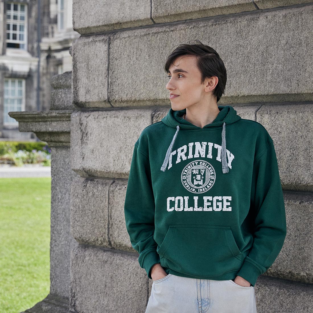Trinity College Dublin Crest Hoody Bottle Green