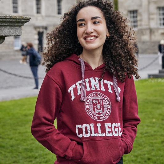 Trinity College Dublin Crest Hoody Burgundy & White