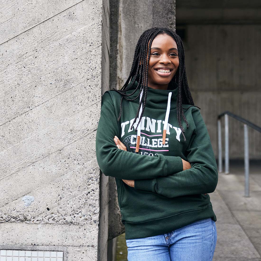 Trinity College Dublin 1592 Crossover Neck Midnight Green