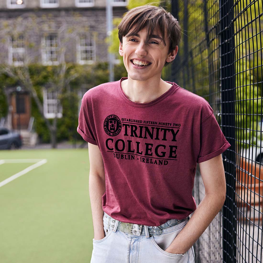 Trinity College Dublin Flock T-Shirt Burgundy Marl