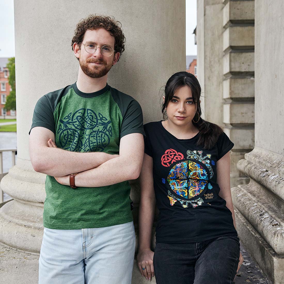 Book Of Kells  Celtic Knot T-Shirt Moss Green