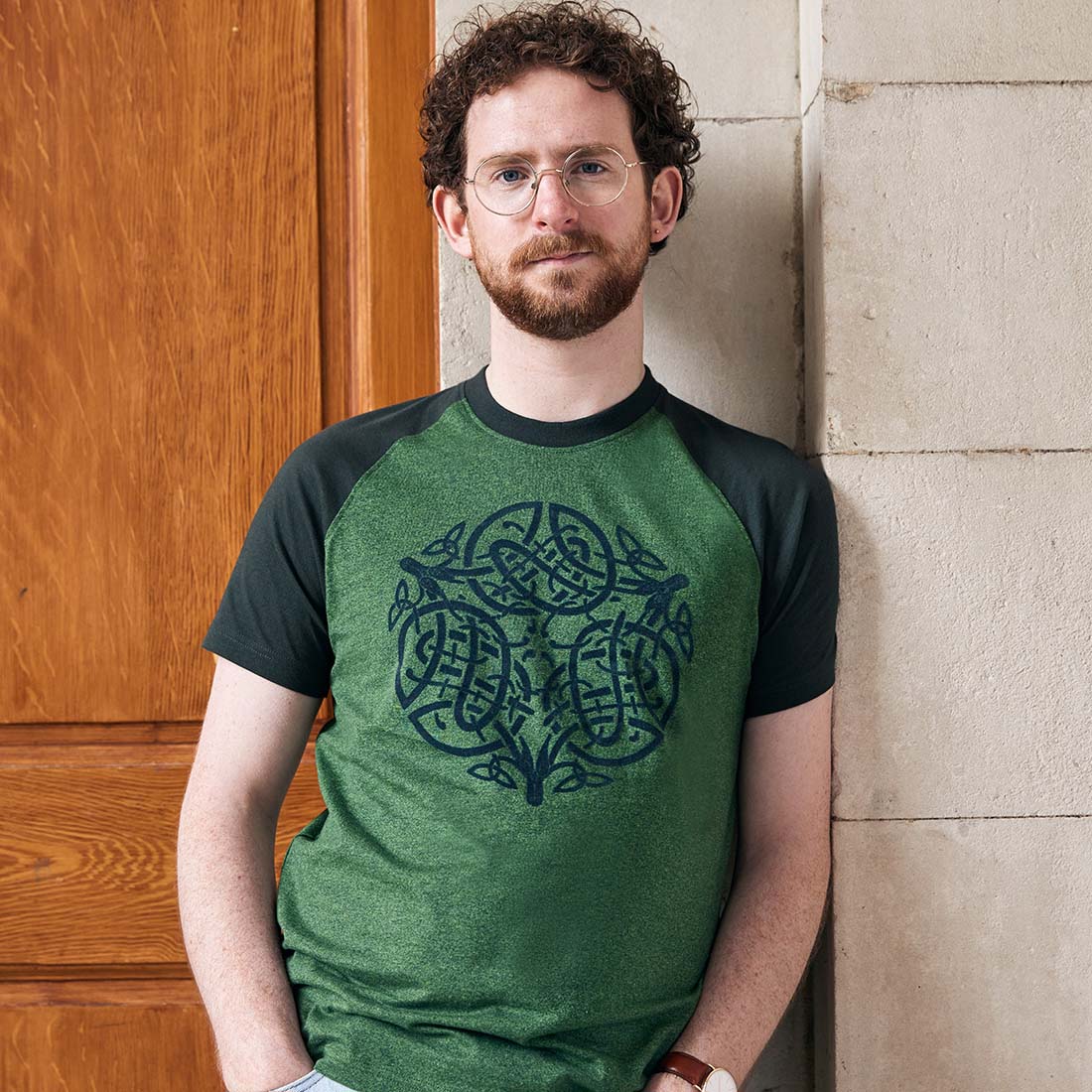 Book Of Kells  Celtic Knot T-Shirt Moss Green