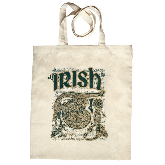 Book of Kells Natural Irish Shopper Bag White & Green