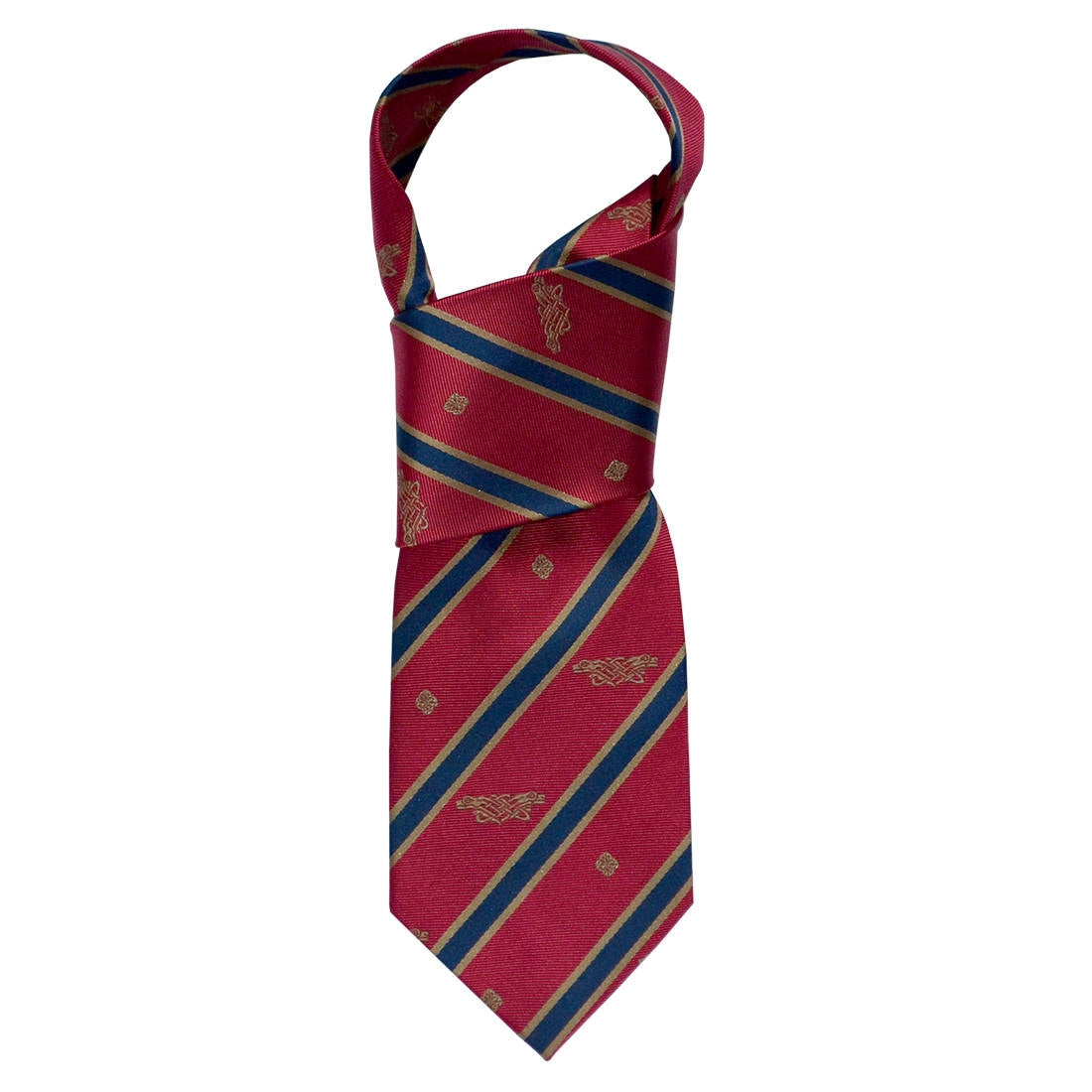Book of Kells Red and Navy Striped Silk Tie