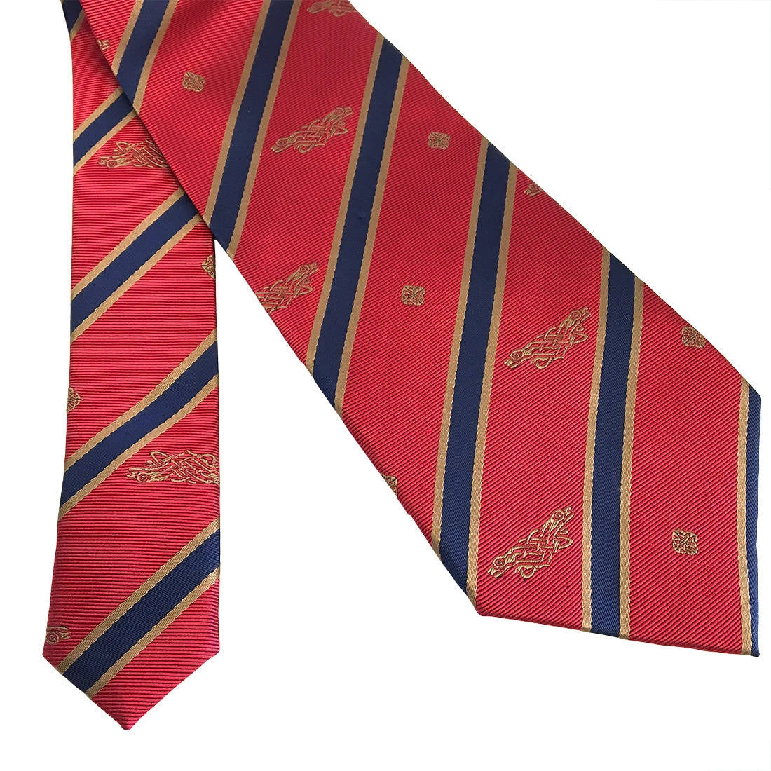 Book of Kells Red and Navy Striped Silk Tie