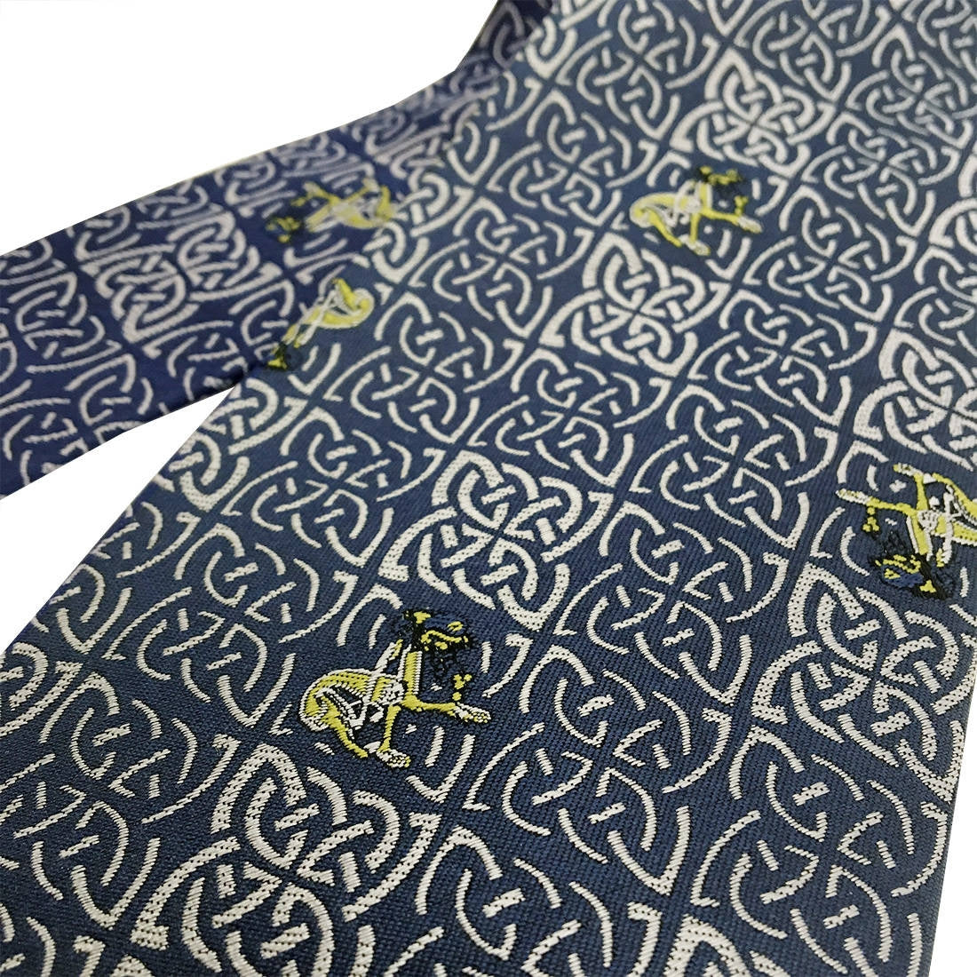 Book of Kells Blue and Navy Dog Silk Tie