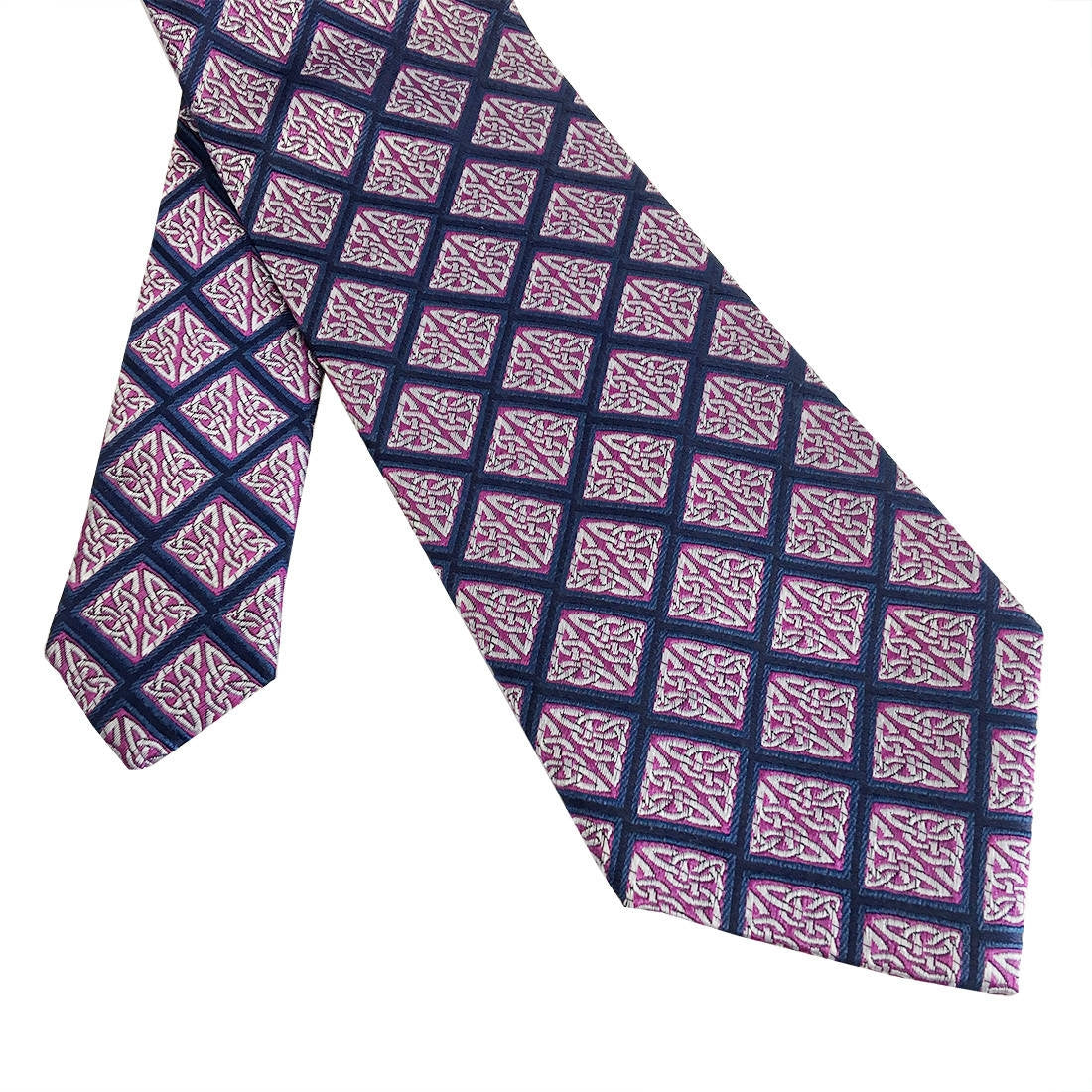 Book Of Kells  Diamond Silk Tie Navy/Purple