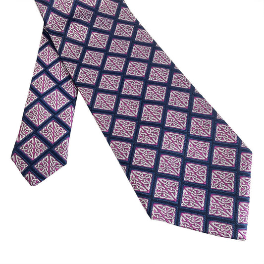Book Of Kells  Diamond Silk Tie Navy/Purple