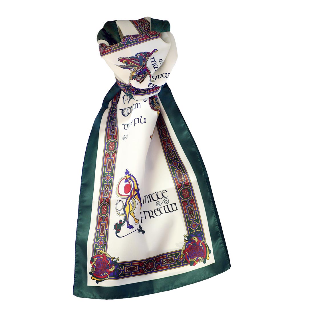 Book of Kells Long Signature Scarf Bottle Green/Red/Purple