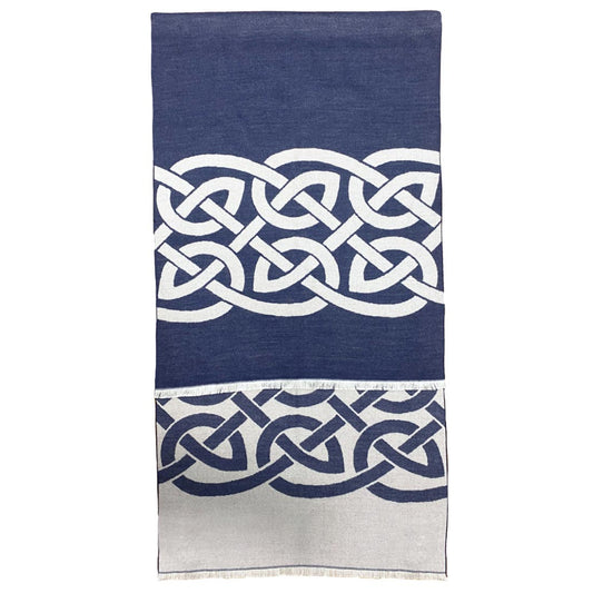 Celtic Knot Reversible Scarf - Navy & Grey