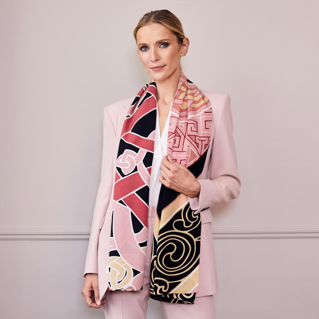 Celtic Elegance  Large Scarf - Baby Pink & Beige