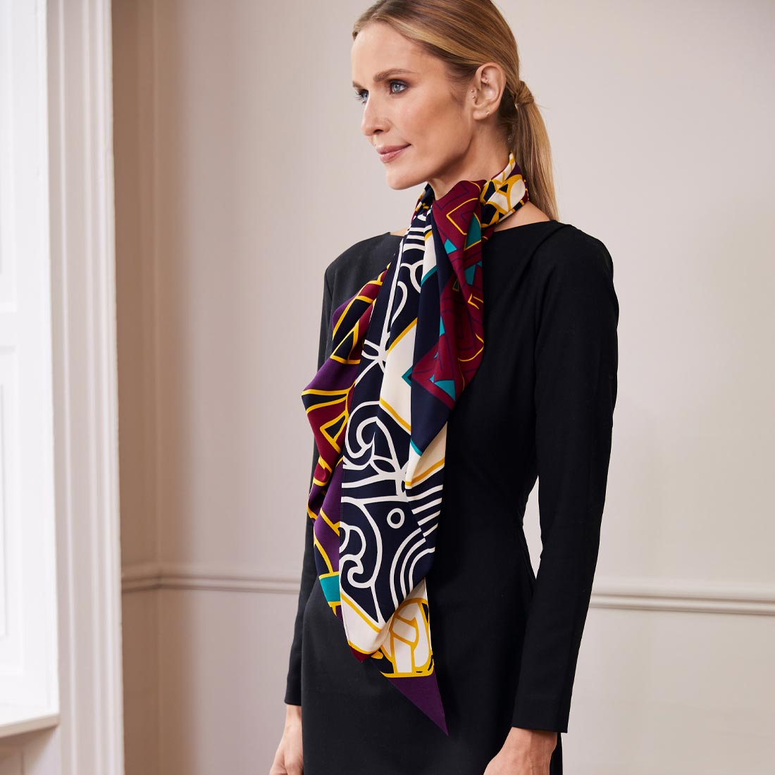 Celtic Elegance  Large Scarf - Burgundy & Navy