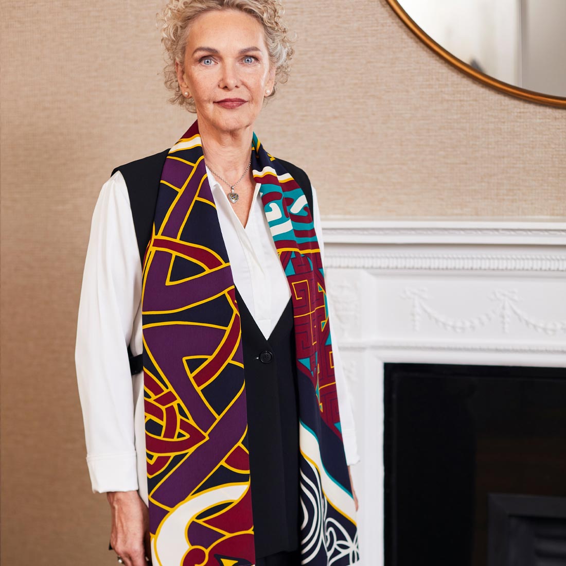 Celtic Elegance  Large Scarf - Burgundy & Navy