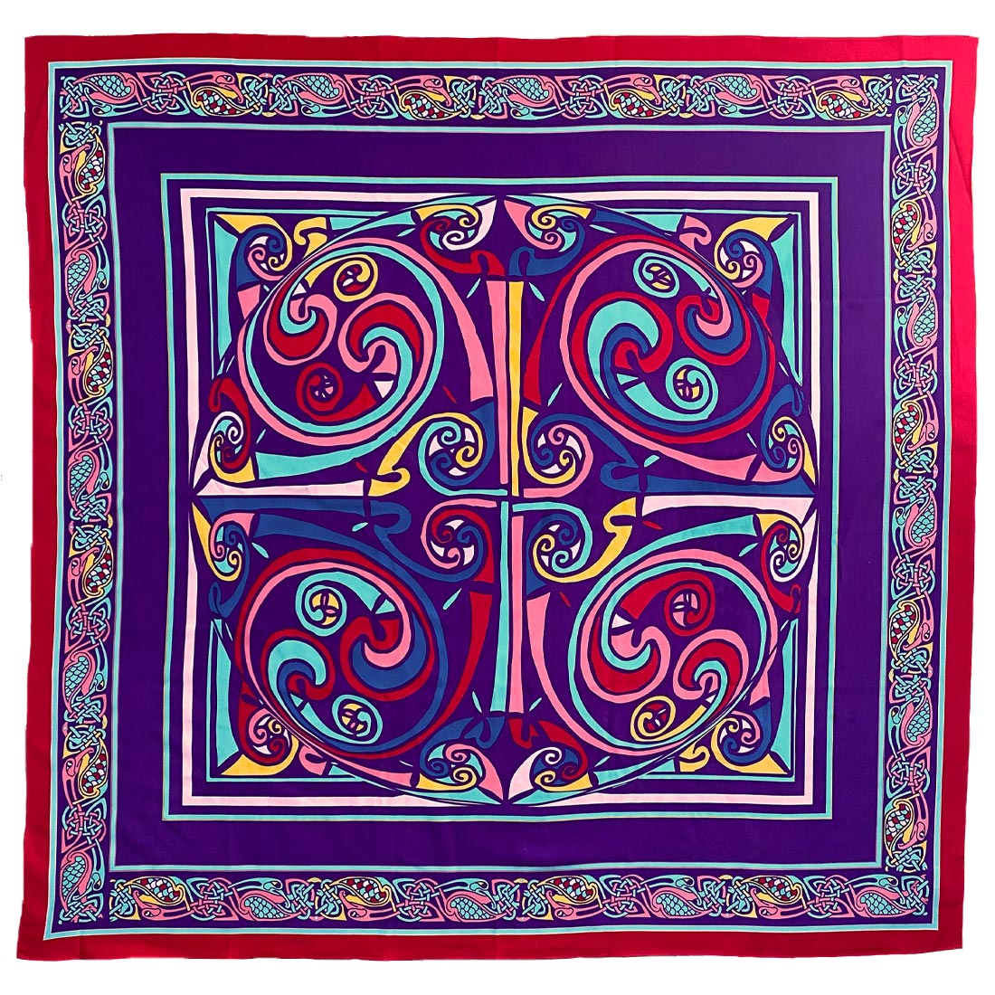 Celtic Elegance  Large Square Scarf - Purple & Red