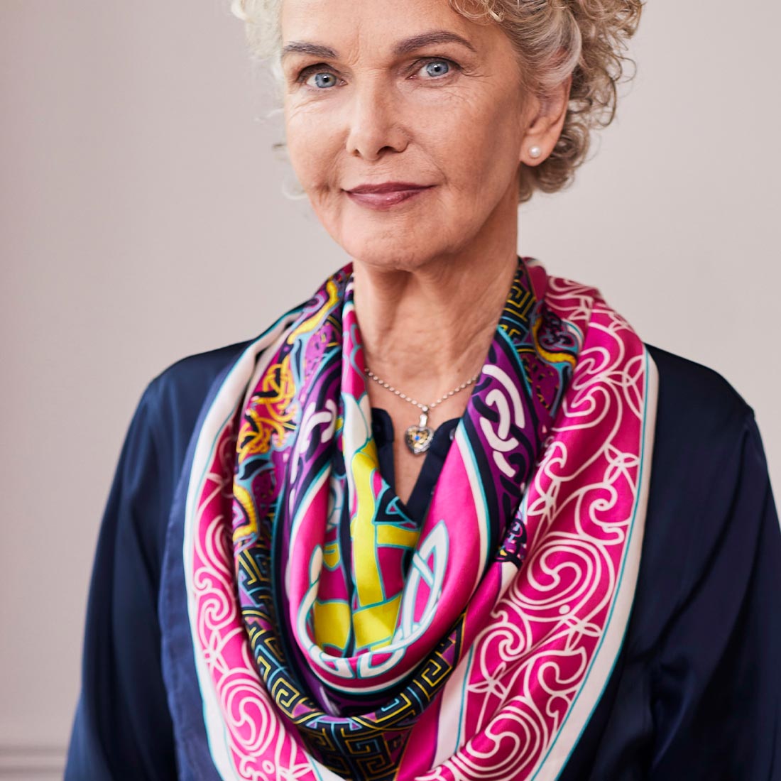 Celtic Elegance Silk Scarf -  Cerise Pink & Lime