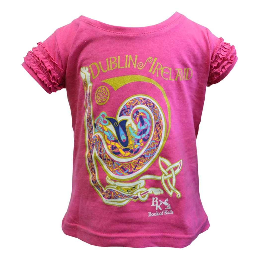 Book of Kells Celtic Swirl Frill T-shirt Pink
