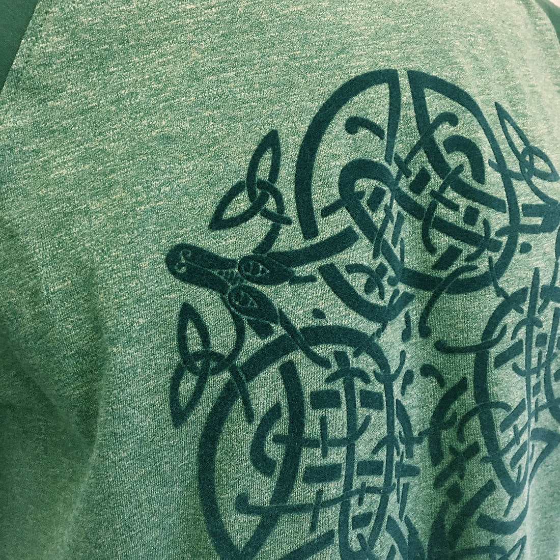 Book Of Kells  Celtic Knot T-Shirt Moss Green