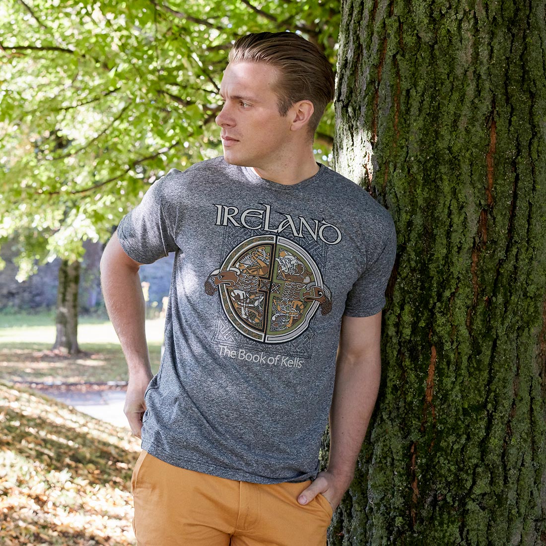 Book of Kells Celtic T-shirt Grey Grindle Ireland