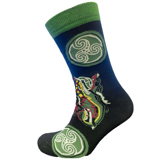 Celtic Motif Men's Socks - Black & Bottle Green