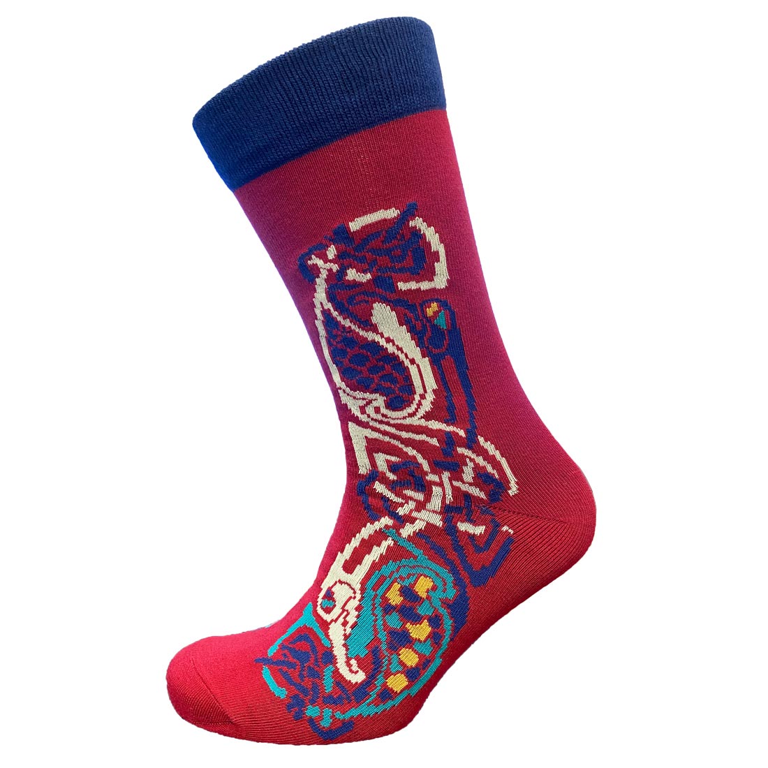 Celtic Motif Men's Socks - Burgundy & Navy