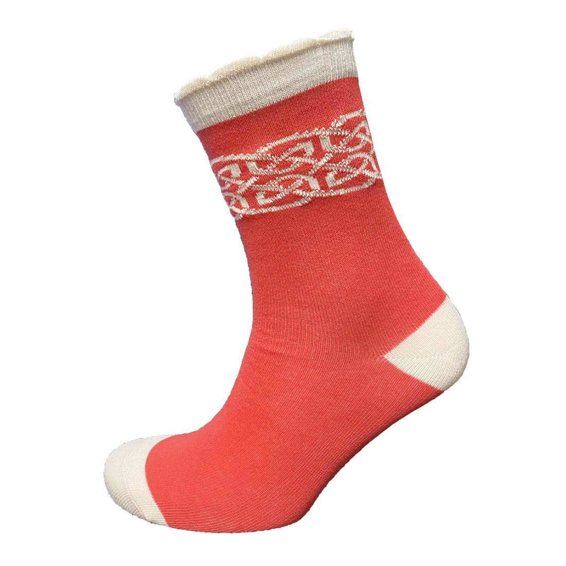 Celtic Knot Orange & Cream Ladies Socks