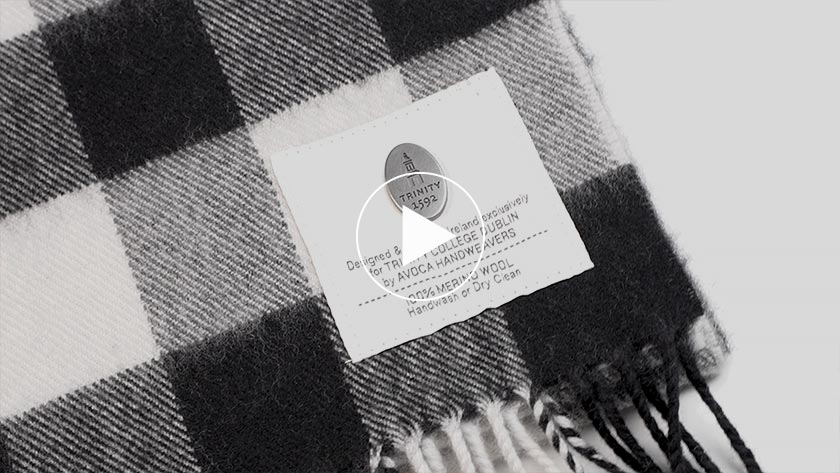 Trinity College Dublin Oscar Wilde Avoca Scarf Black Grey & White