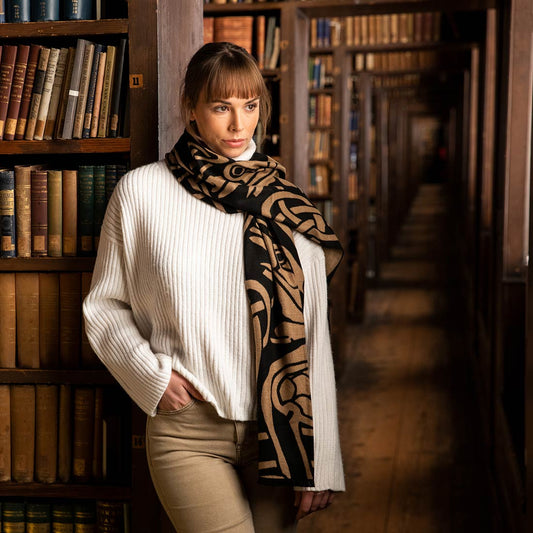 Book of Kells Celtic Reversible Scarf Gold/Black