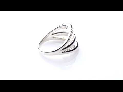 Sterling Silver Long Room Inspired Crystal Set Ring