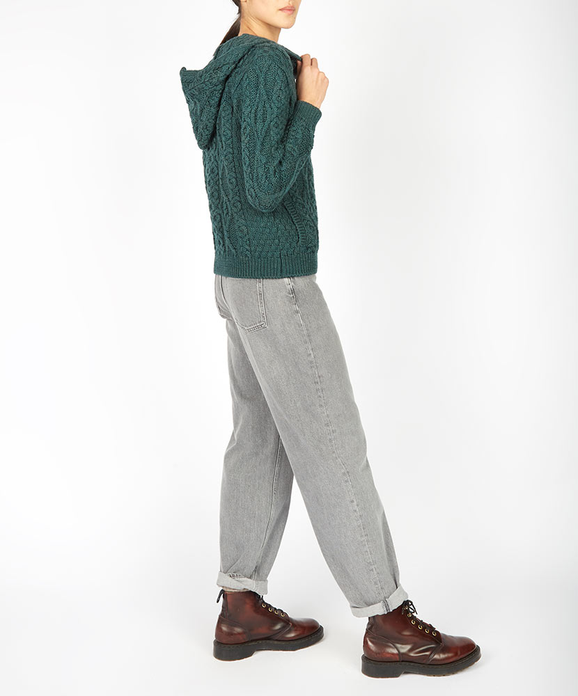 Traditional Aran Zipped Hooded Jacket