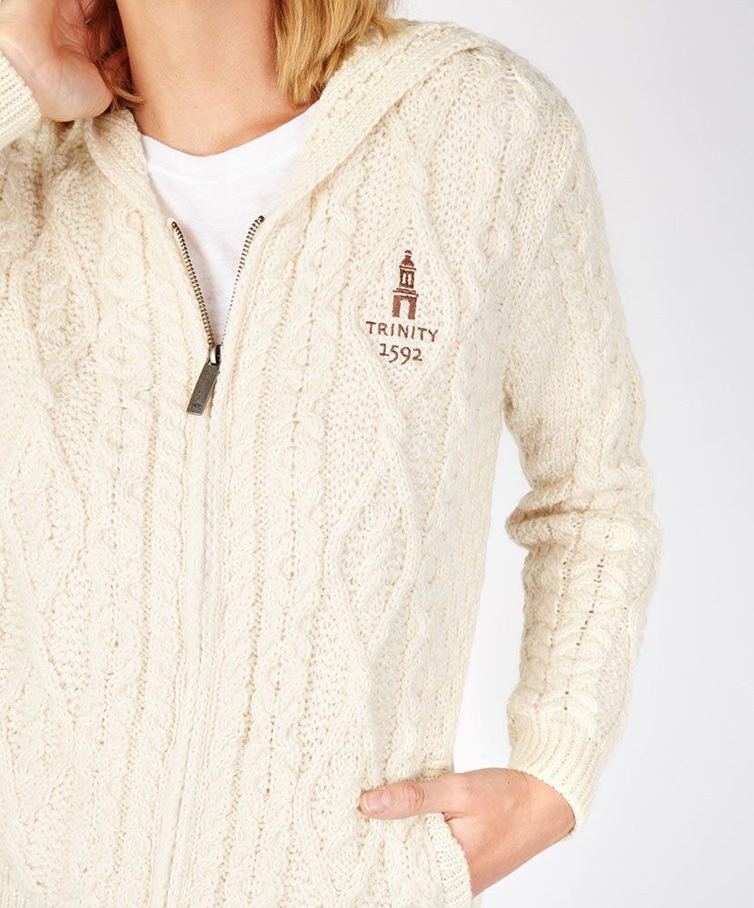 Traditional Aran Zipped Hooded Jacket