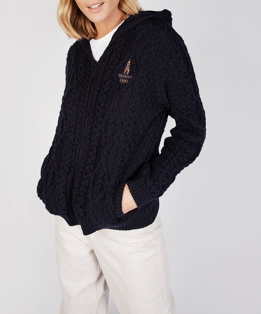 Traditional Aran Zipped Hooded Jacket