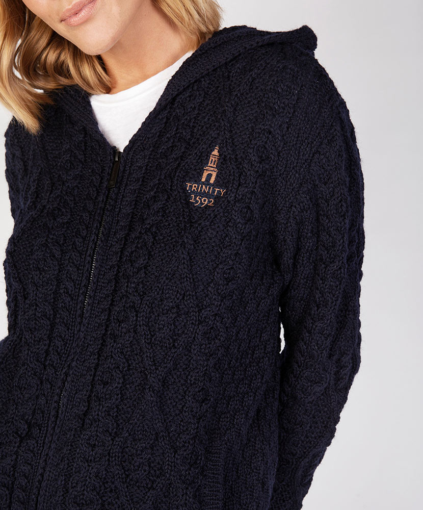 Traditional Aran Zipped Hooded Jacket