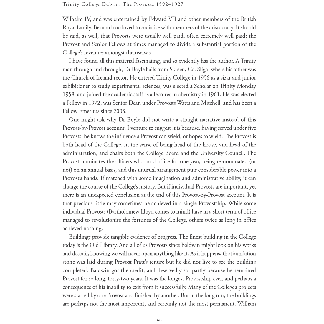 Trinity College Dublin:The Provosts 1592- 1927