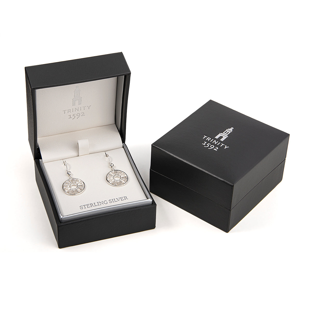 Trinity College Dublin Sterling Silver Drop Earrings Circle Door