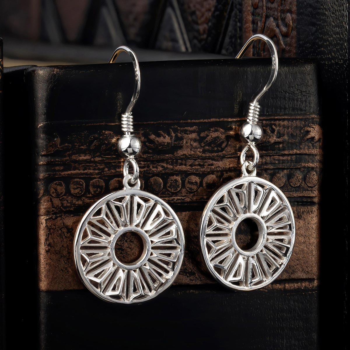 Trinity College Dublin Sterling Silver Drop Earrings Circle Door
