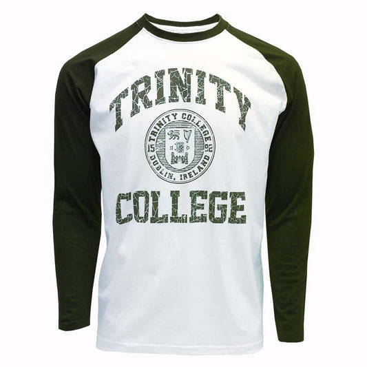 Trinity College Dublin Long Sleeve T-Shirt White & Bottle Green