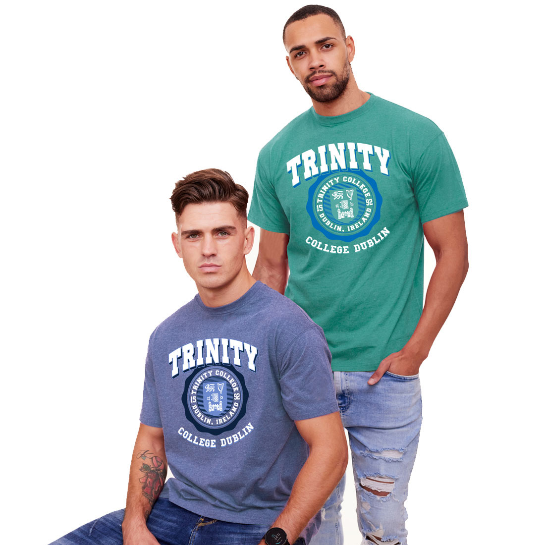 Trinity College Dublin Ocean Green Trinity Crest T-shirt
