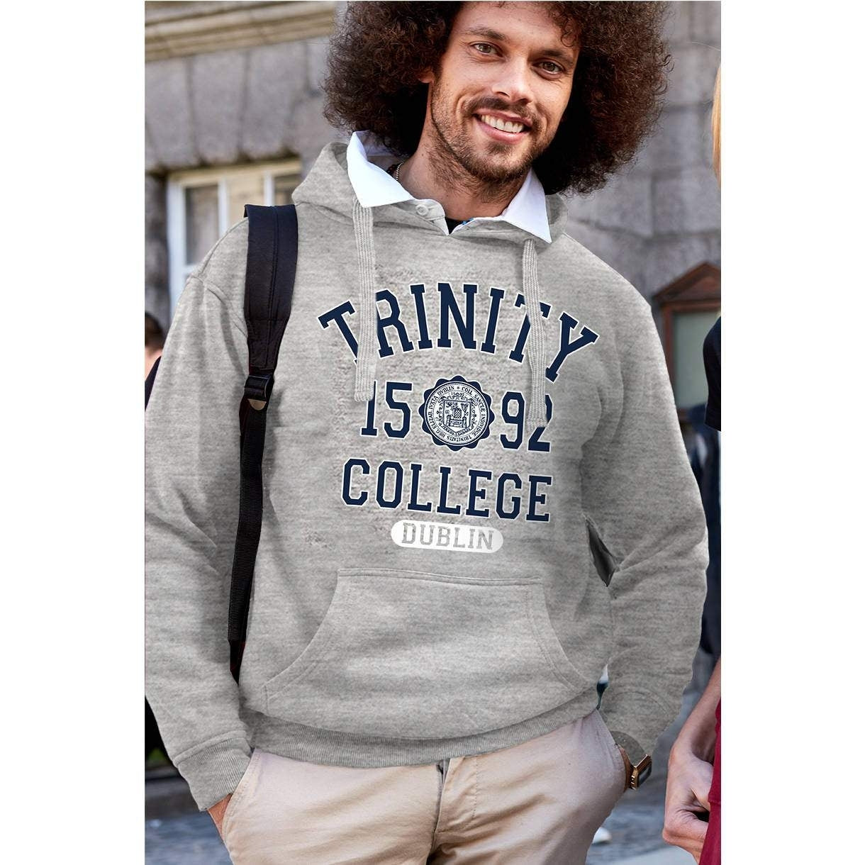 Trinity College Dublin 1592 Hoody Grey Marl And Navy