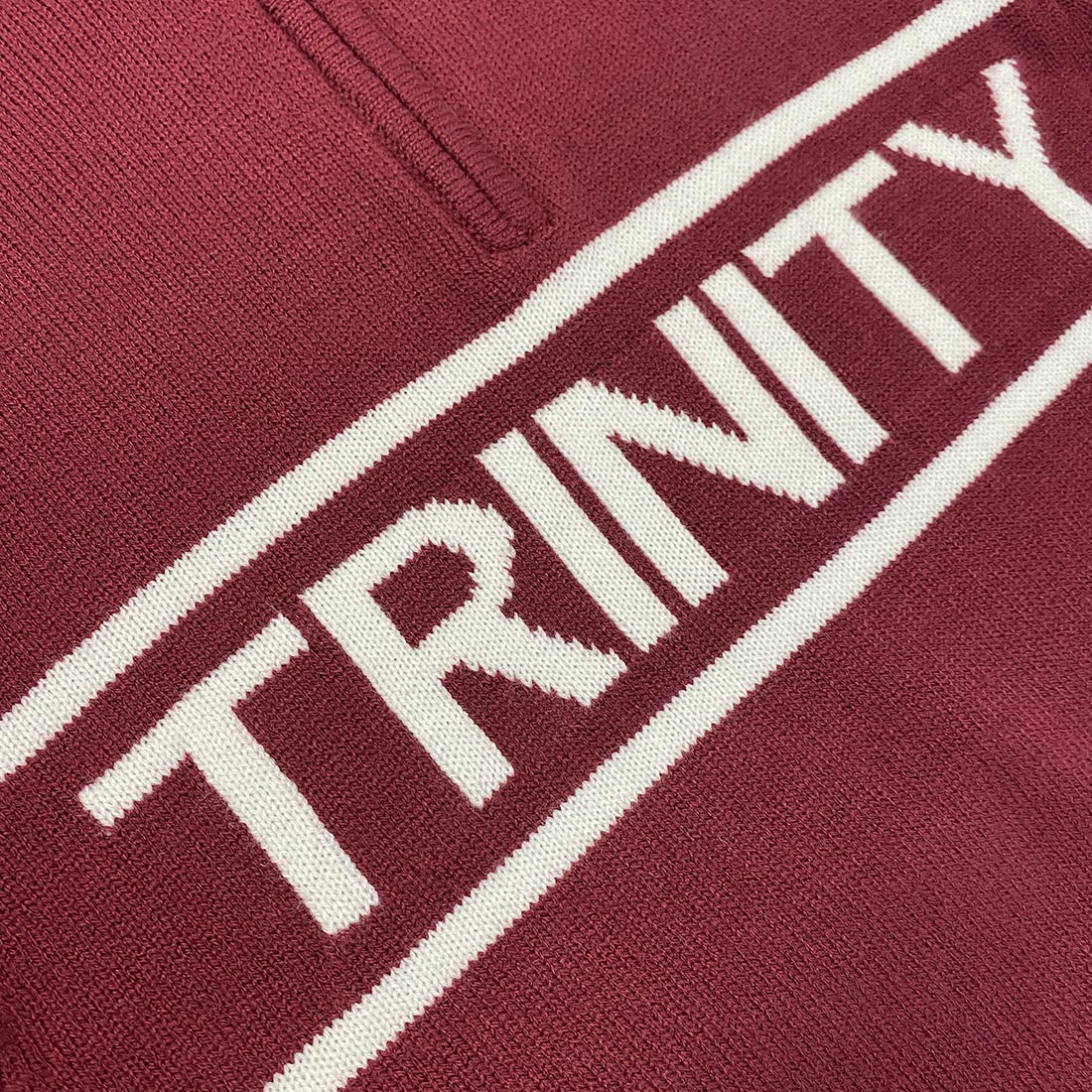Trinity Jacquard Knitted 1/4 Zip - Burgundy & Cream