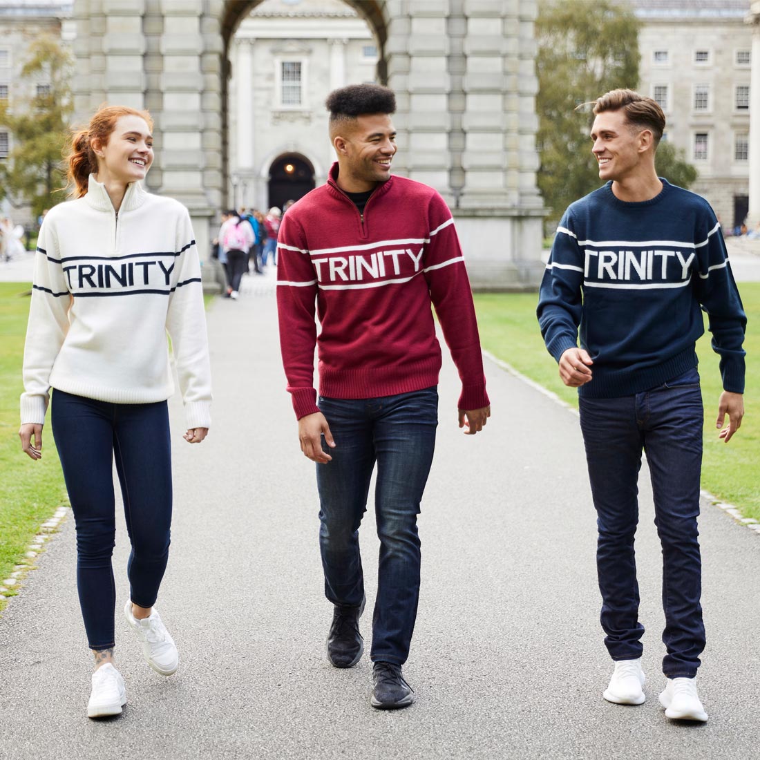 Trinity Jacquard Knitted 1/4 Zip - Burgundy & Cream