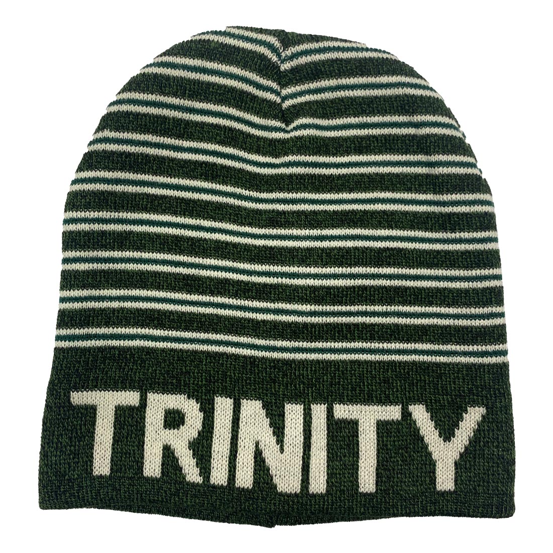 BOTTLE GREEN/NATURAL TRINITY STRIPE GRINDLE BEANIE HAT