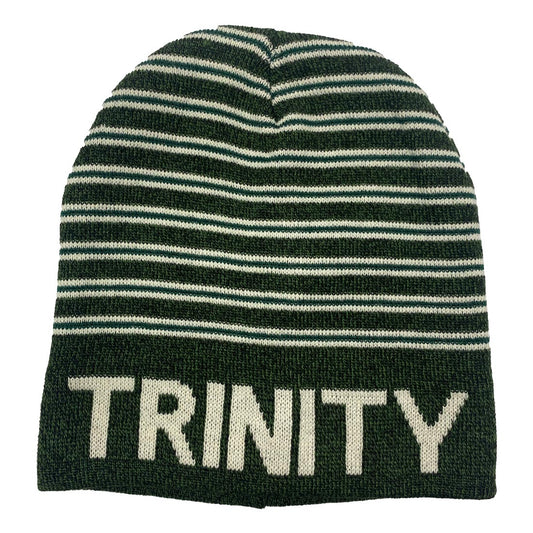BOTTLE GREEN/NATURAL TRINITY STRIPE GRINDLE BEANIE HAT