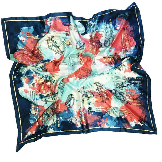 Trinity College Dublin Silk Scarf Navy & Coral