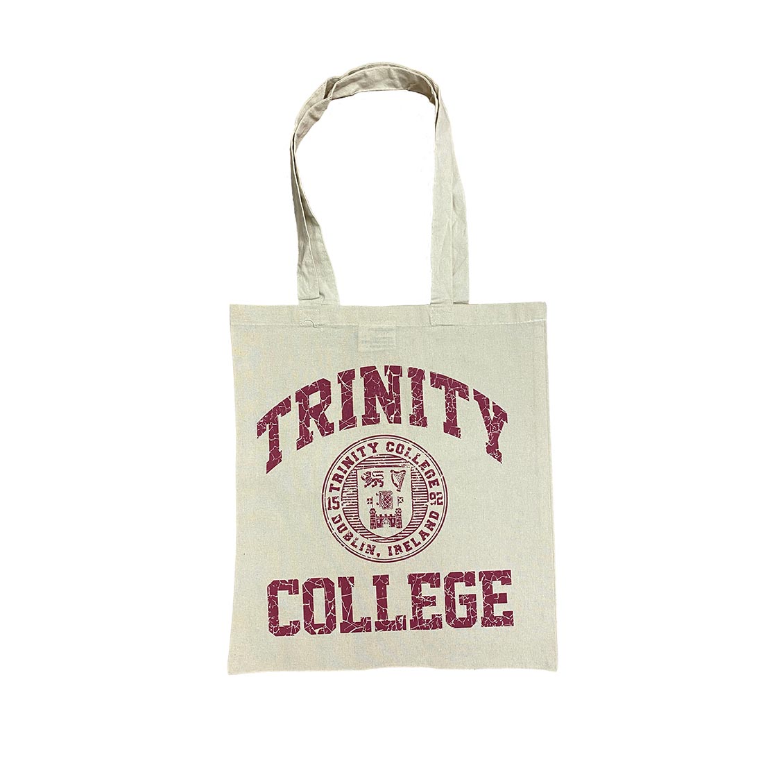 Trinity College Tote Bag - Distressed Burgundy Print