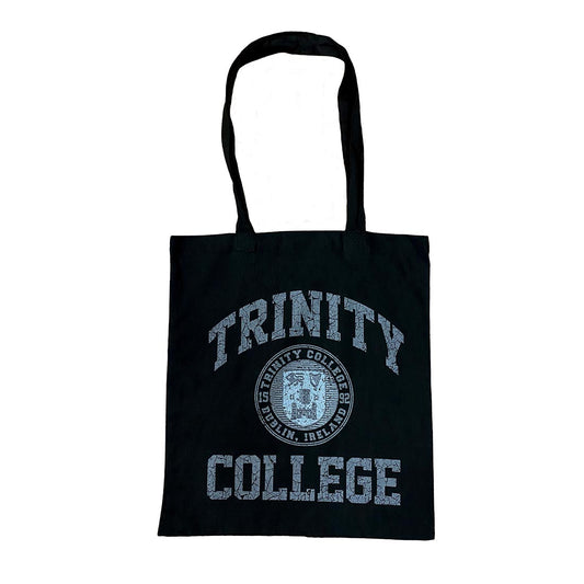 Trinity College Tote Bag - Black & Distressed Light Blue Print