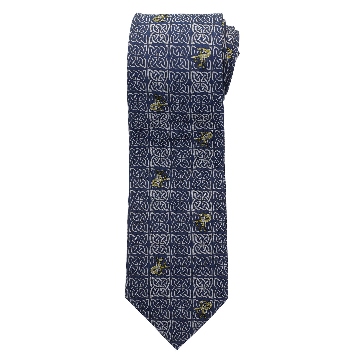 Book of Kells Blue and Navy Dog Silk Tie