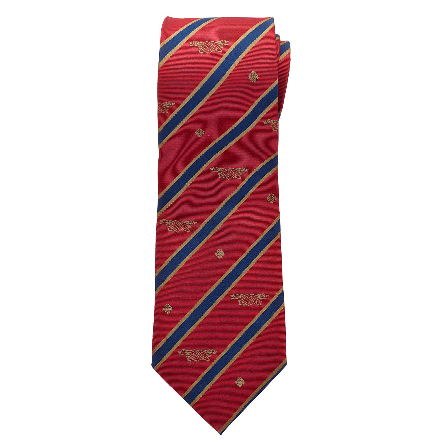 Book of Kells Red and Navy Striped Silk Tie