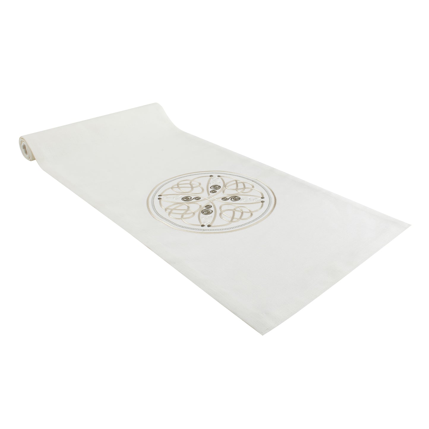 Book of Kells Vitae Table Runner Irish Linen White